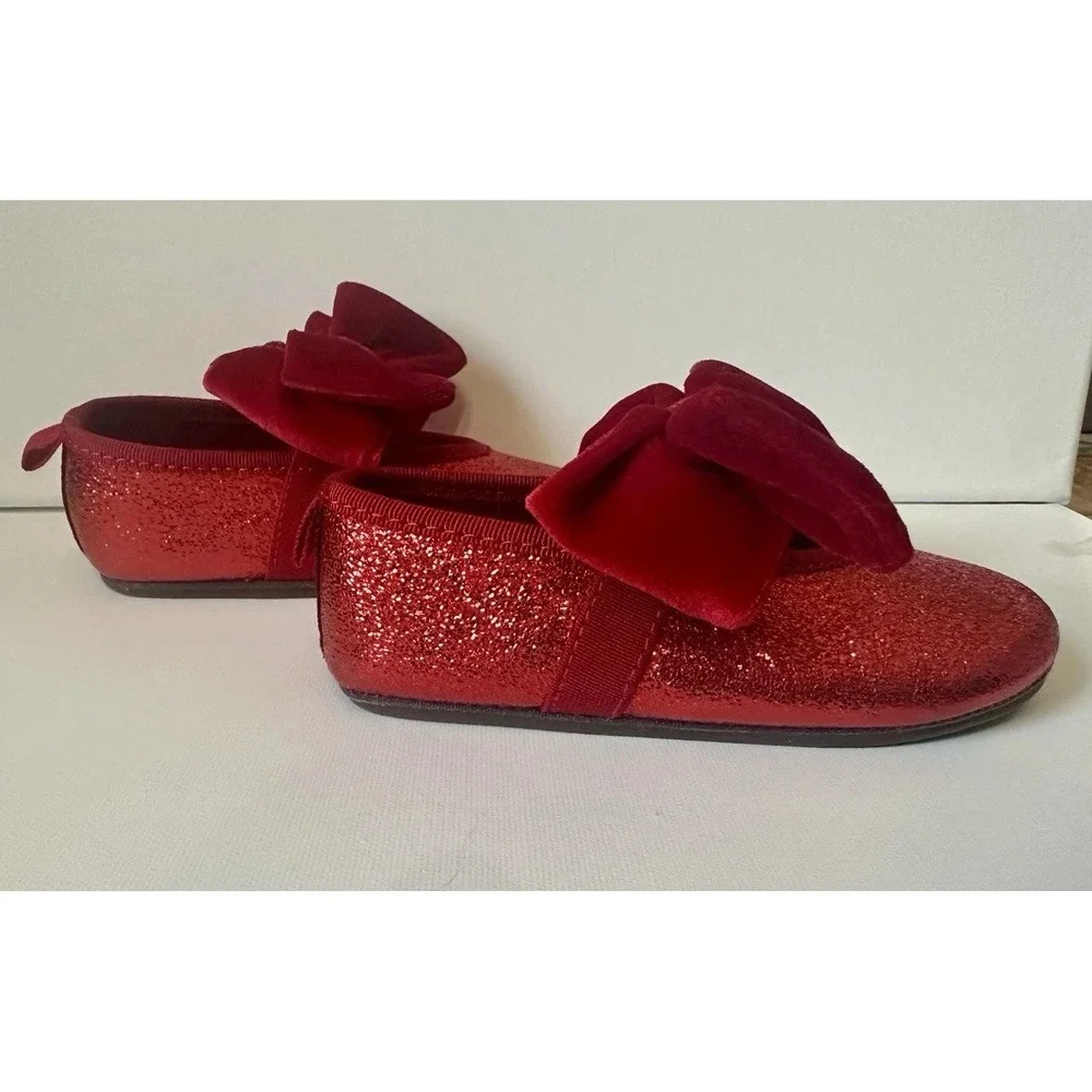 H&M Toddler Girls Red‎ Shimmery Flat Shoes With Bow Red Size US 7
